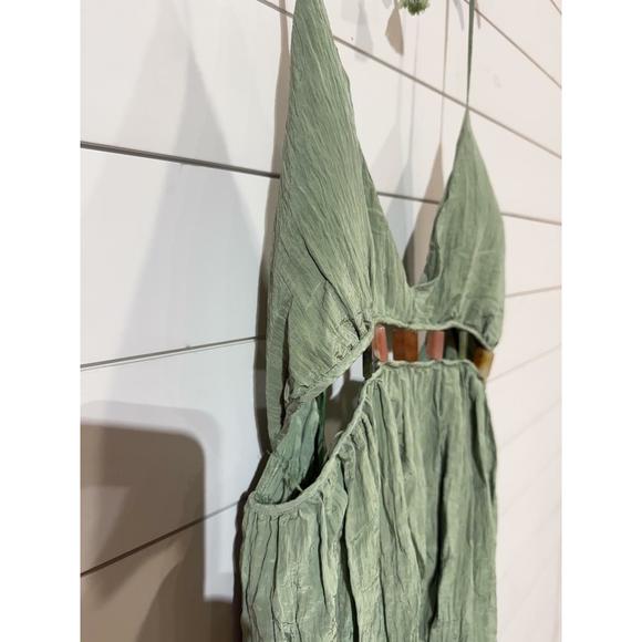 Ibiza Anne Cole Women's V-Neck Jewel Halter Maxi Cover-Up Green Dress XL - Picture 3 of 4